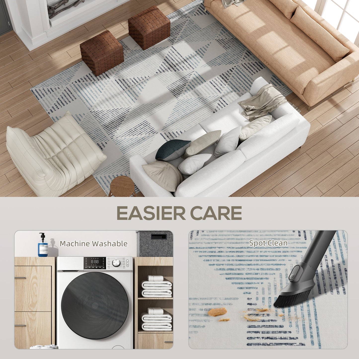 HOMCOM Modern Area Rug, Geometric Pattern Non-Slip Washable Rug, Soft Floor Carpet for Living Room, Bedroom, Dining Room, Home Office, 290 x 200 cm, Multi-Coloured