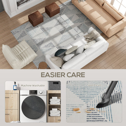 HOMCOM Modern Area Rug, Geometric Pattern Non-Slip Washable Rug, Soft Floor Carpet for Living Room, Bedroom, Dining Room, Home Office, 290 x 200 cm, Multi-Coloured