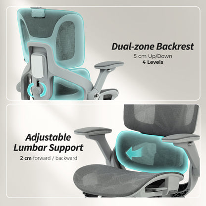 HOMCOM Ergonomic Office Chair, High Back Mesh Desk Chair, Grey