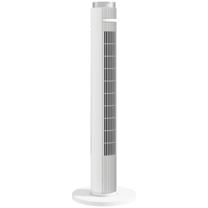 HOMCOM 96 cm Tower Fan with WiFi App Control, Standing Floor Fan with 3 Speed 4 Modes, 12 Hour Timer and Night Light White