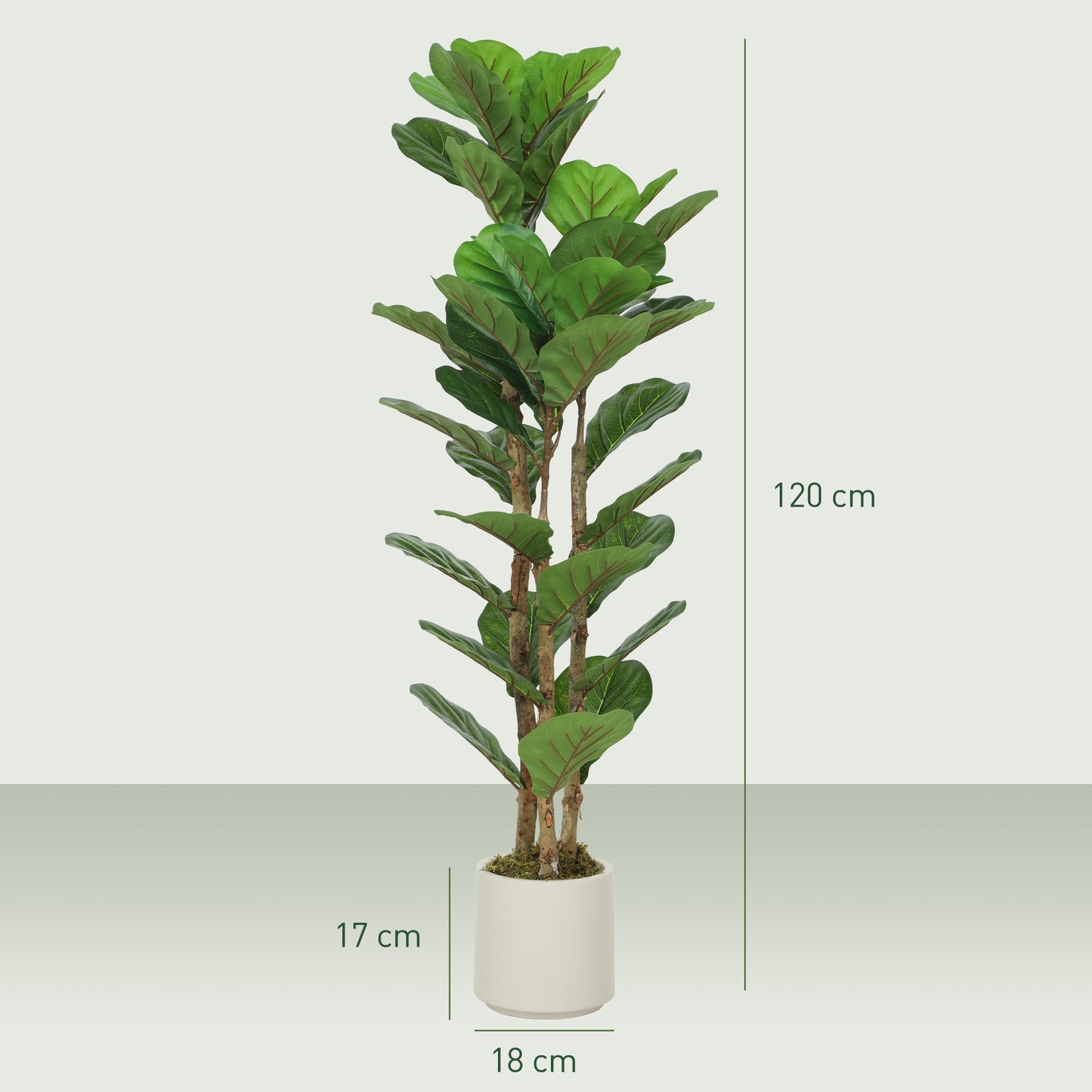 HOMCOM 120cm Artificial Fiddle Leaf Fig Tree - Green
