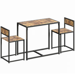 HOMCOM 3 Piece Table Stool Set - Rustic Brown