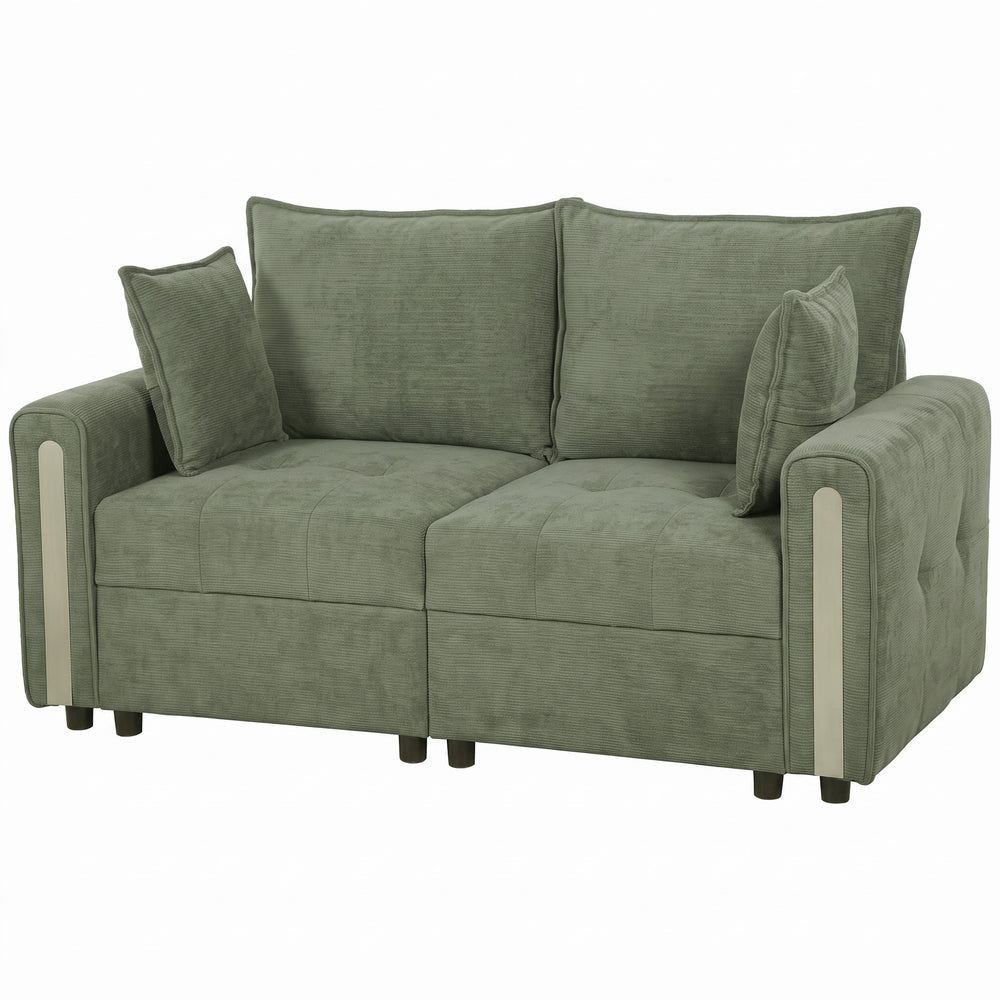 HOMCOM 2 Seater Sofa with Lift-Up Storage, 168 cm Comfy Velvet Small Couch with Wide Deep Seat, Plush Backrest, Thick Padding, 2 Pillows, Loveseat for Living Room, Home Office, Dark Green