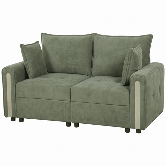 HOMCOM 2 Seater Sofa with Lift-Up Storage, 168 cm Comfy Velvet Small Couch with Wide Deep Seat, Plush Backrest, Thick Padding, 2 Pillows, Loveseat for Living Room, Home Office, Dark Green