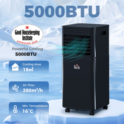 HOMCOM 5000 BTU 4-In-1 Portable Air Conditioner Unit for Room up to 18m², Good Housekeeping Institute Approved