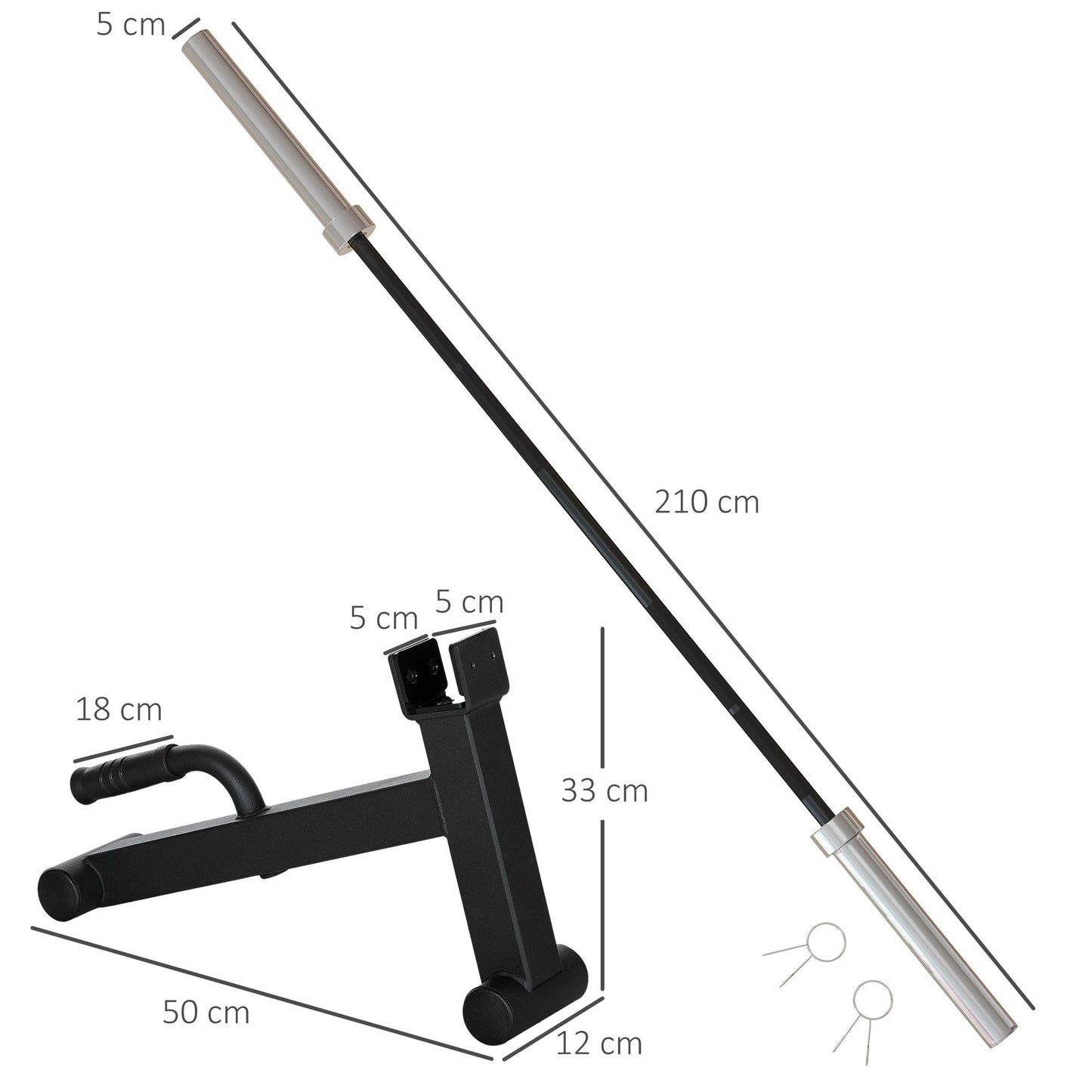 SPORTNOW 210cm Barbell Set, Barbell Bar for 5cm Weight Plates for Loading 200kg Weight Plates, for Home Gym Weight Training