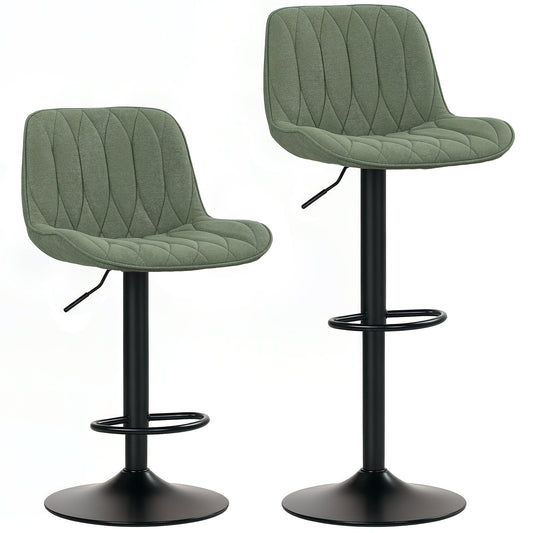 HOMCOM Set of Two Linen-Look Bar Stools - Green