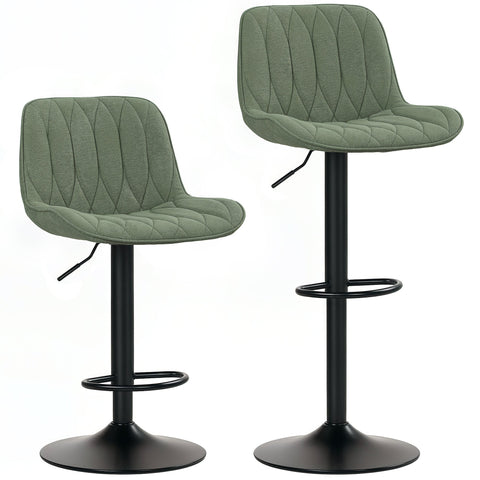 HOMCOM Set of Two Linen-Look Bar Stools - Green
