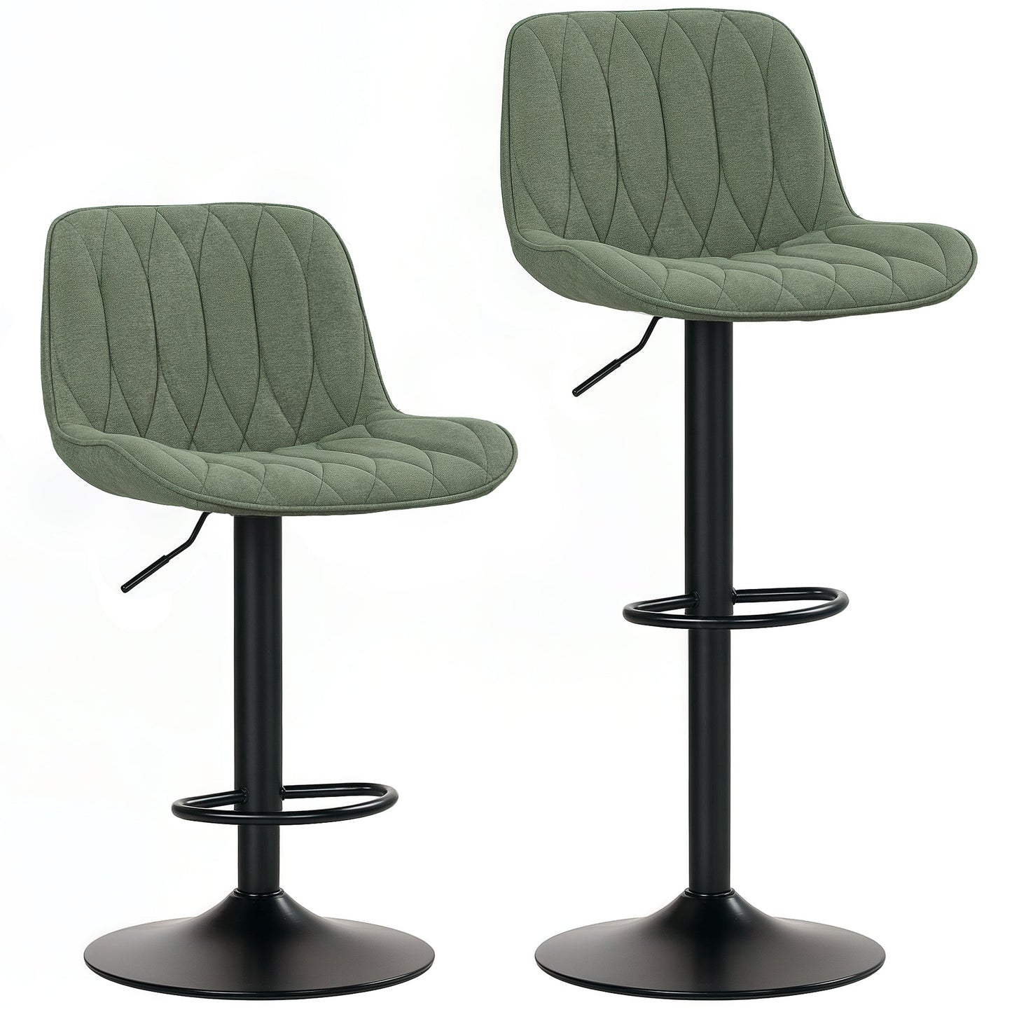 HOMCOM Set of Two Linen-Look Bar Stools - Green