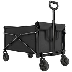 Outsunny 81L Festival Trolley on Wheels, Compact Garden Folding Trolley Cart with Adjustable Handle 80L Black