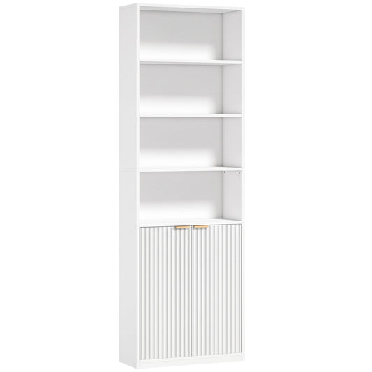 HOMCOM Bookcase Adjustable Shelf Bookshelf Anti-Tip Hardware 6-Tier, White