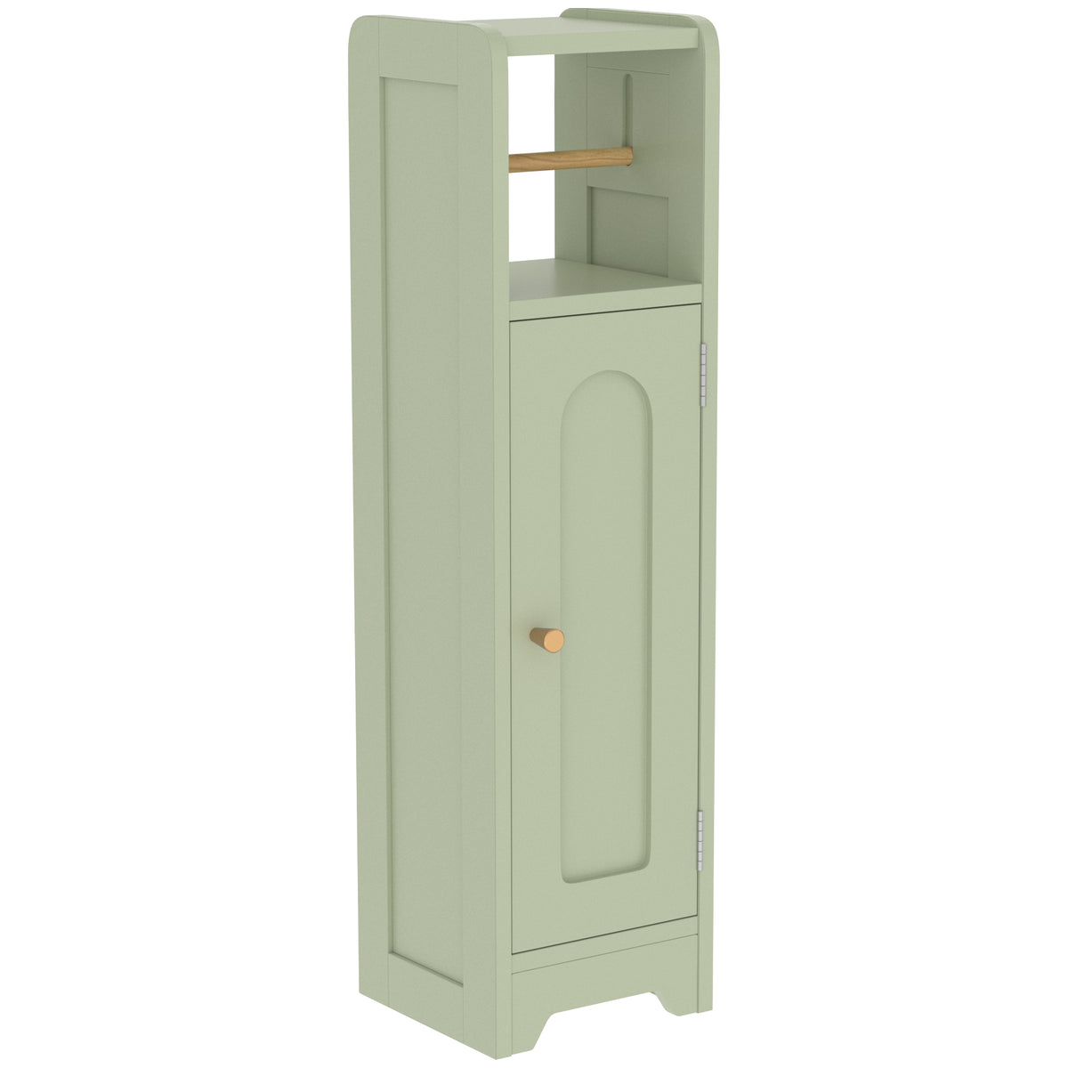 HOMCOM Small Bathroom Storage Cabinet with Toilet Roll Holder - Light Green