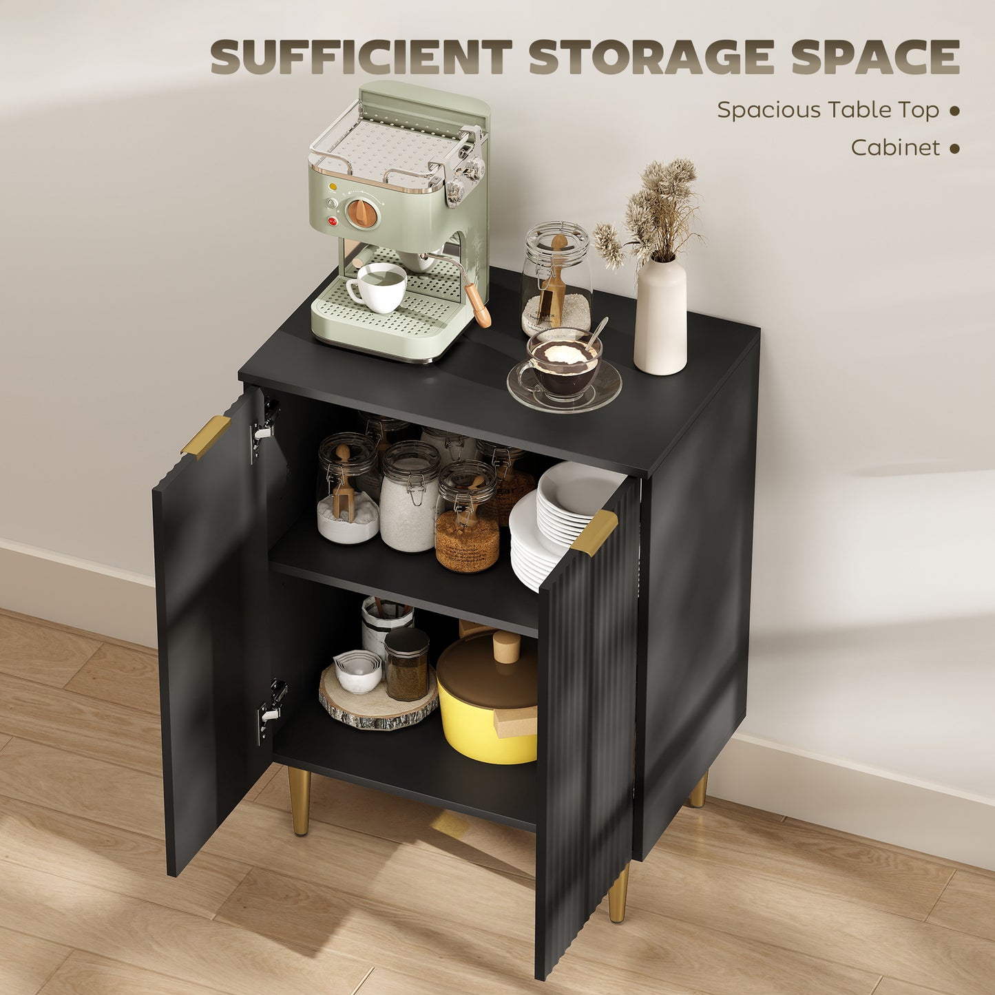 HOMCOM Adjustable Shelf Sideboard - Black