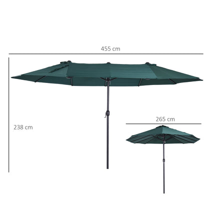 Outsunny 4.6m Double Garden Parasol - Green