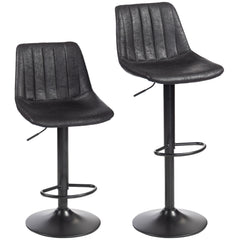 HOMCOM Set of 2 Leathaire Tub Bar Stools - Black