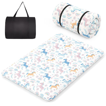 Japanese Floor Mattress with Washable Cover and Carry Bag-Rainbow-Compact Double