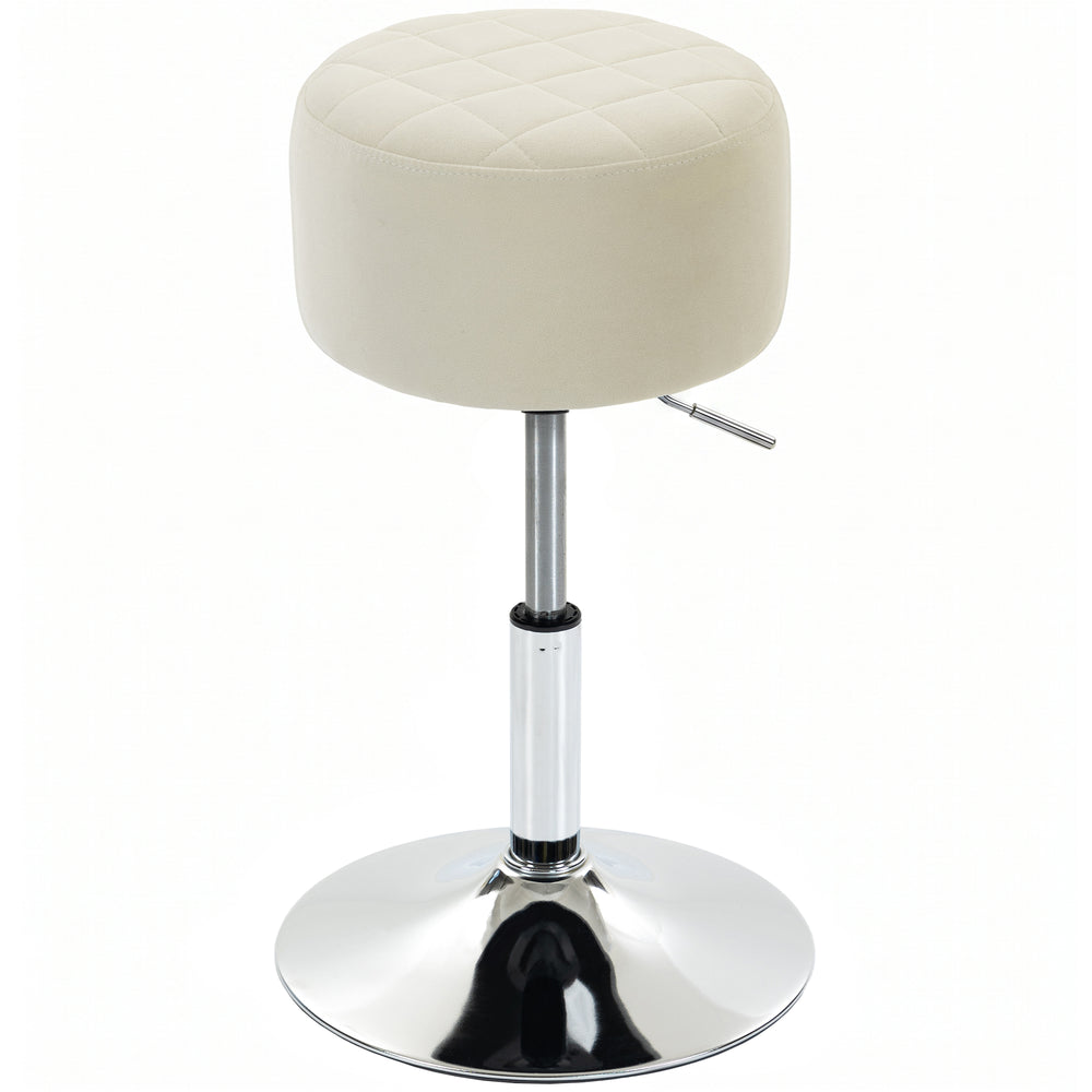 HOMCOM Bar Stool Adjustable Swivel Chair Velvet-Feel Seat 1 Piece, Beige