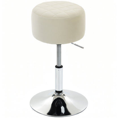 HOMCOM Bar Stool Adjustable Swivel Chair Velvet-Feel Seat 1 Piece, Beige