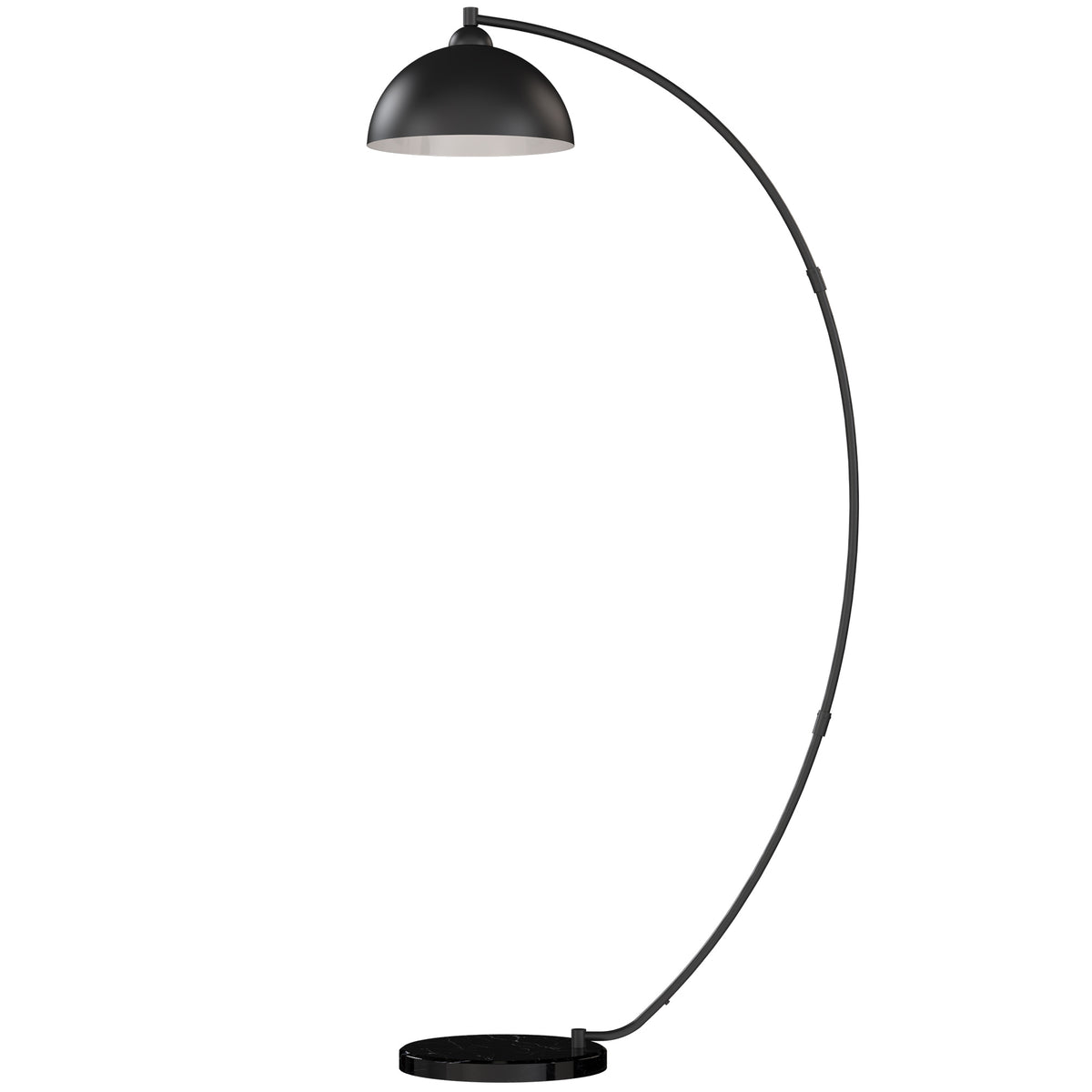 HOMCOM C-Shaped Floor Lamp, Modern Standing Lamp with Bowl-Shaped Reflective Shade, Foot Switch and Marble Base, Black