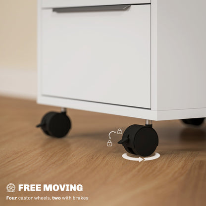 HOMCOM Three-Drawer Locking Filing Cabinet - White