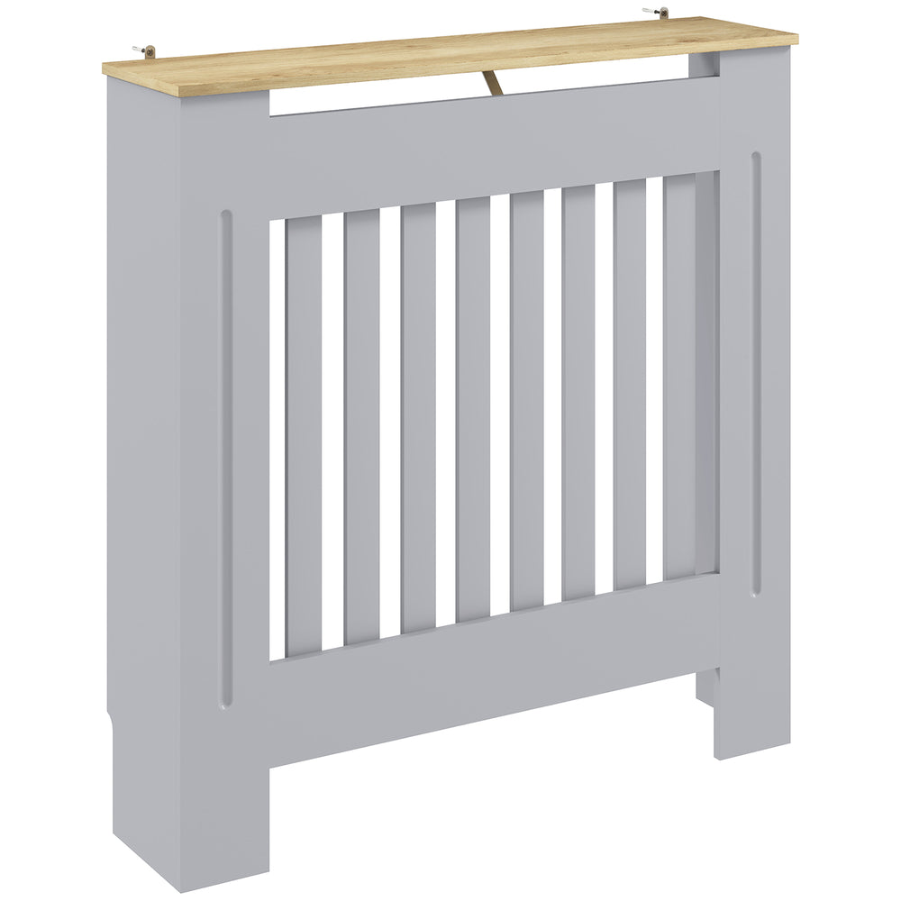 HOMCOM Heater Cover, Radiator Cover Slatted Painted MDF Lined Grill Grey, 78L x 19W x 81H cm