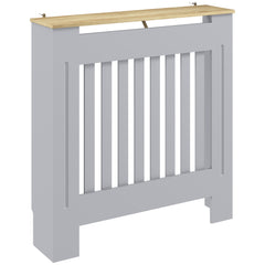 HOMCOM Heater Cover, Radiator Cover Slatted Painted MDF Lined Grill Grey, 78L x 19W x 81H cm
