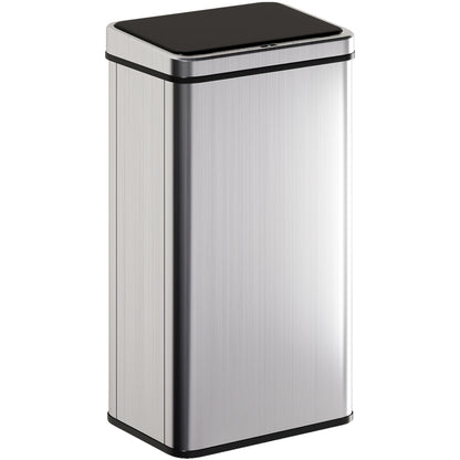HOMCOM 50L Sensor Bin with Quiet Soft-Close Lid, Automatic Touchless Motion Sensor Kitchen Bin with Fingerprint Resistant Stainless Steel for Hygienic Gyms, Home Office Use, Silver Tone