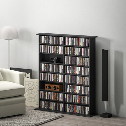 HOMCOM 16-Compartment Media Shelf - Black