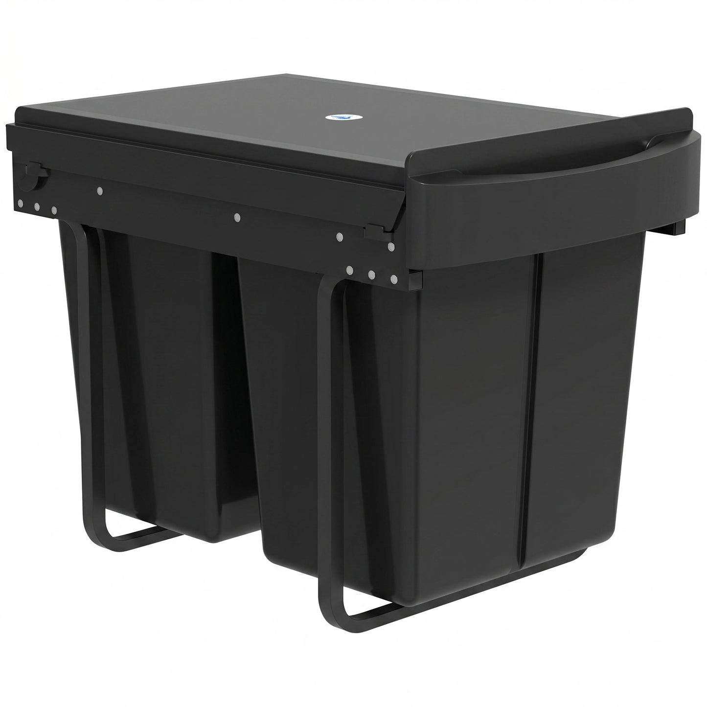 HOMCOM Pull Out Bin, Kitchen Under Sink Bin with 2 Removable Compartments, Smooth Glide, Black