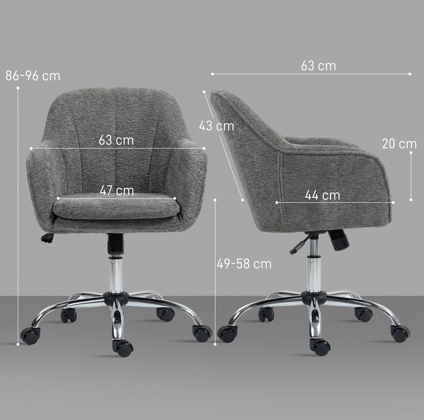 HOMCOM Velvet-Feel Office Chair - Grey