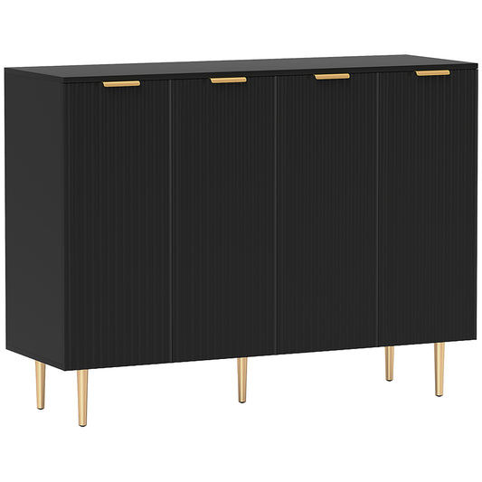 HOMCOM Sideboard Buffet Cabinet, Modern Kitchen Storage Cabinet with Adjustable Shelves and Metal Legs, Black