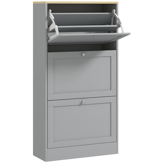 HOMCOM Modern Compact Three-Drawer Shoe Storage Cabinet - Grey