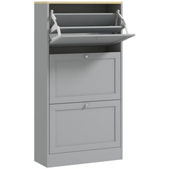 HOMCOM Modern Compact Three-Drawer Shoe Storage Cabinet - Grey