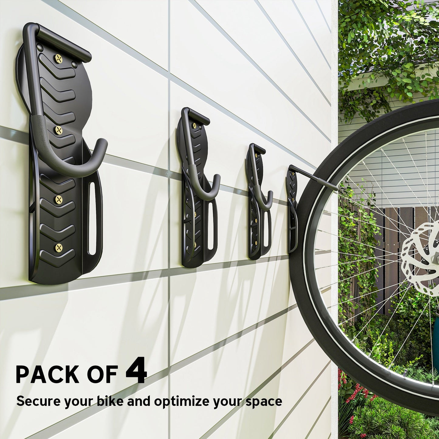 SPORTNOW 4 Pack Bike Rack, Wall Mounted Bicycle Hanger Hook, Foldable Garage Bike Wall Rack, Bicycle Storage Holder for Indoor Outdoor Use