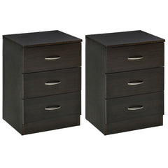 HOMCOM Bedside Cabinet with Drawer and Shelf, White Bedside Table for Bedroom, Living Room, Nightstand Side Table with Metal Rail Set of 2