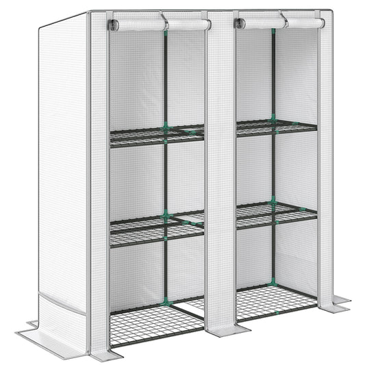 Outsunny Three-Tier Mini Greenhouse - White