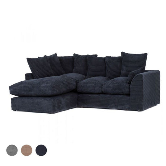 Porto Jumbo Cord Corner Sofa - Black