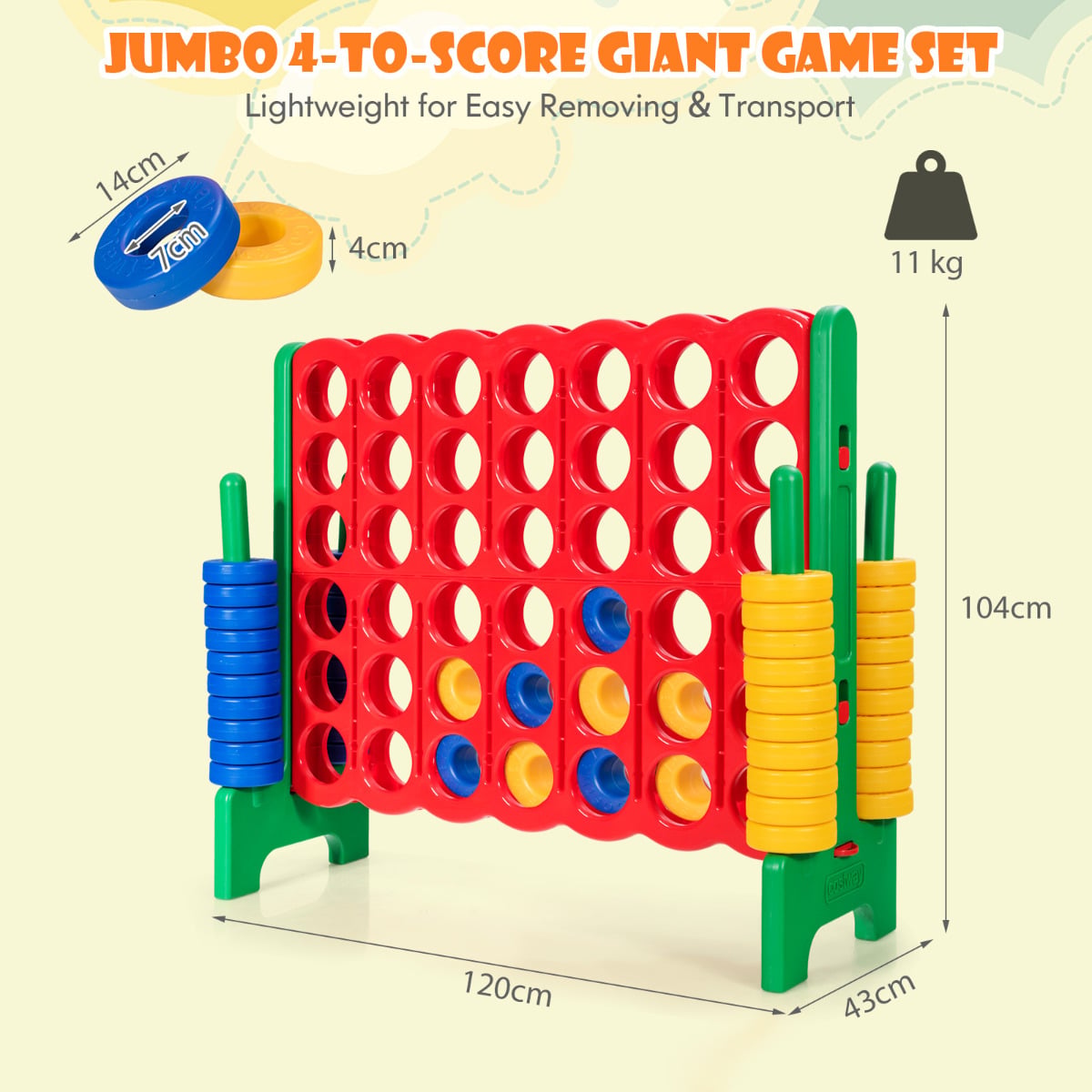 Jumbo 4-to-Score Giant Game Set with Quick-Release Lever-Green