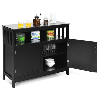 Buffet Sideboard Storage Cabinet with Shelf for Kitchen-Black