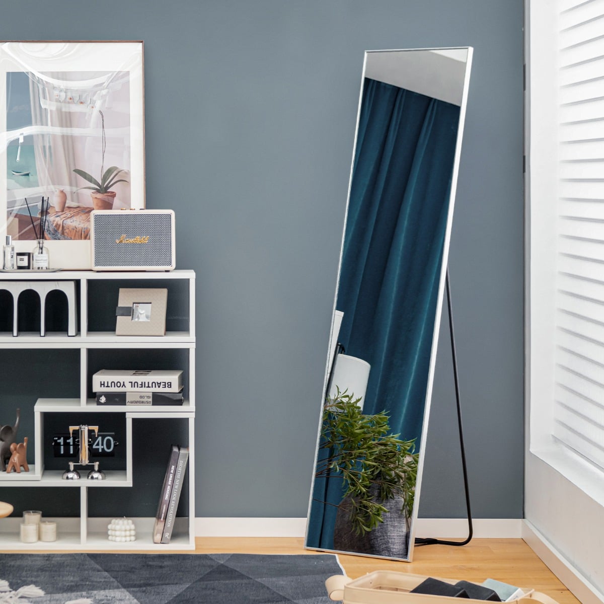 160 x 40cm Full Length Mirror with Shatter-proof Glass-Silver