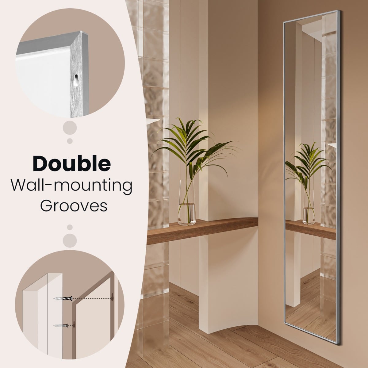 160 x 40cm Full Length Mirror with Shatter-proof Glass-Silver