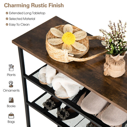 5-Tier Shoe Rack with Wooden Top and Adjustable Feet for Living Room