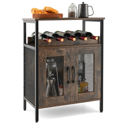 Wine Bar Cabinet with Removable Wine Rack & Glass Holder for Kitchen