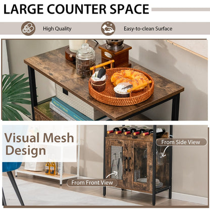 Wine Bar Cabinet with Removable Wine Rack & Glass Holder for Kitchen