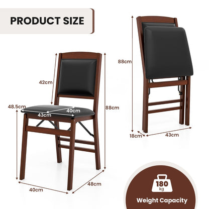 Dining Chair Set of 2 with Padded Seat and Soft Backrest-Brown