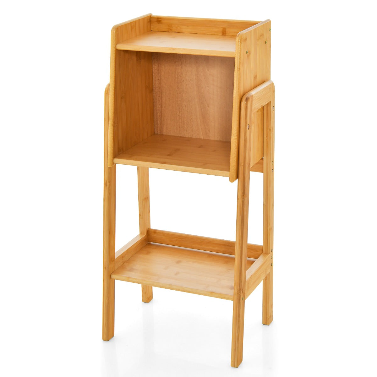 3 Tier Free Standing Tall Bamboo Bookshelf with Legs 