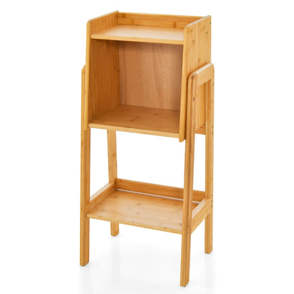 3 Tier Free Standing Tall Bamboo Bookshelf with Legs 