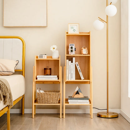4 Tier Free Standing Tall Bamboo Bookshelf with Legs 