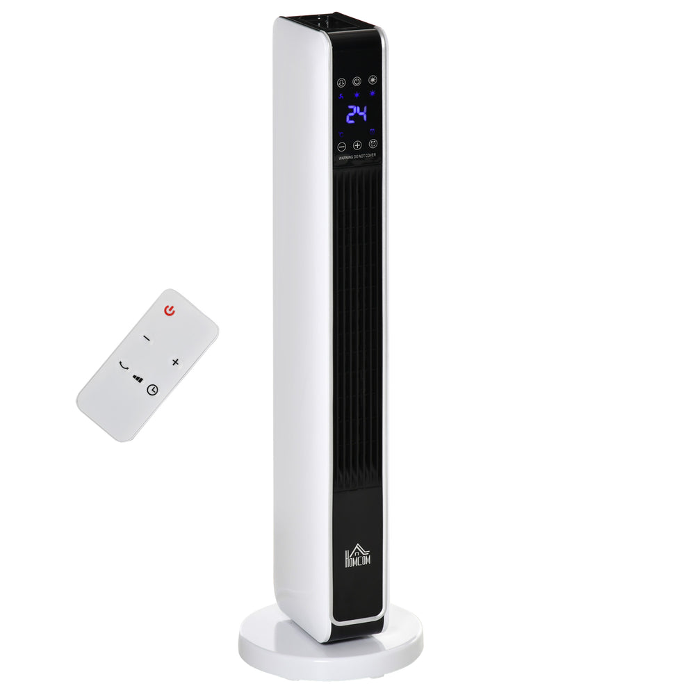 HOMCOM 1100W/2200W Space Heater with 65° Oscillation, Electric Heater with 2 Heat and Fan, 8-Hour Timer, Overheat & Tip Over Protection for Bedroom, 29 inch