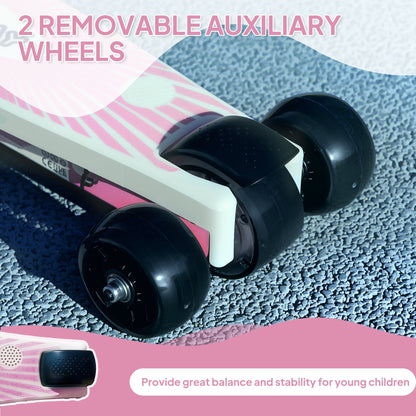AIYAPLAY Electric Scooter for Kids Aged 4-7 Years, with Flashing LED Lights, Rear Auxiliary Wheels, Pink